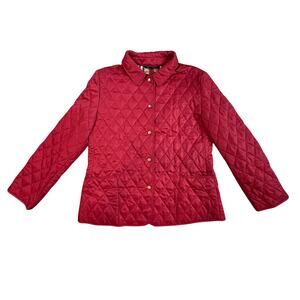 Women's Burberry London Red Quilted Jacket Coat Nova Check Size XL